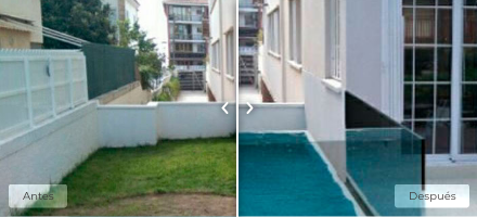 Diseño piscina antes y despues